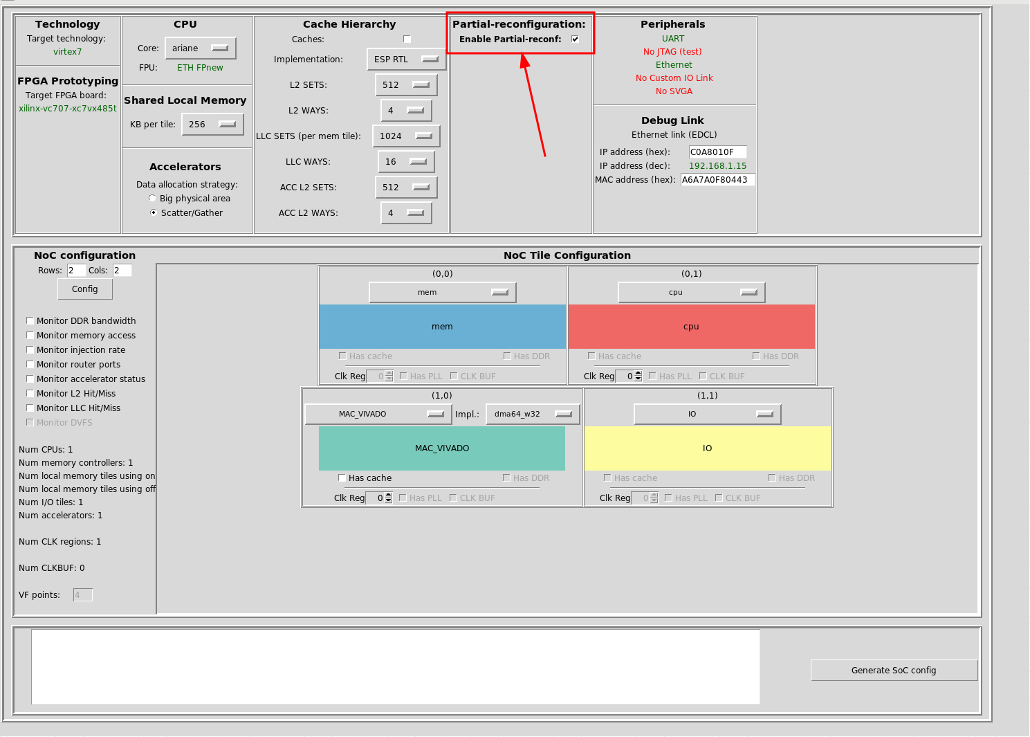 ESP dynamic partial reconfiguration structure